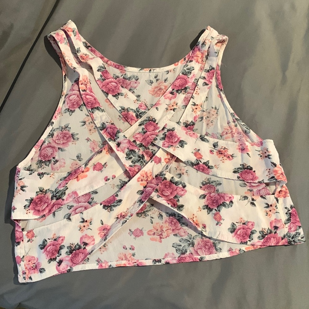 Forever 21 open back floral crop top